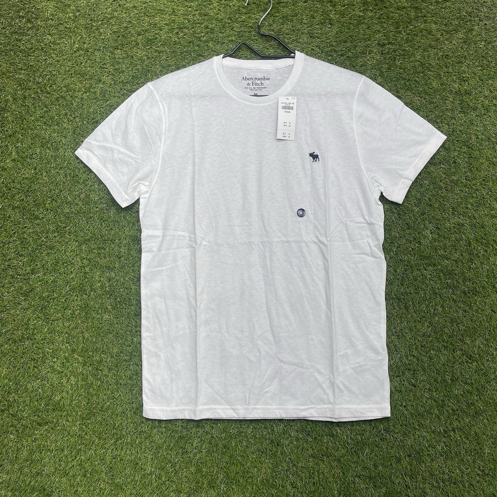 Abercrombie Fitch Shirt Mens Medium Heather White Fleece Short Sleeve Crew Neck